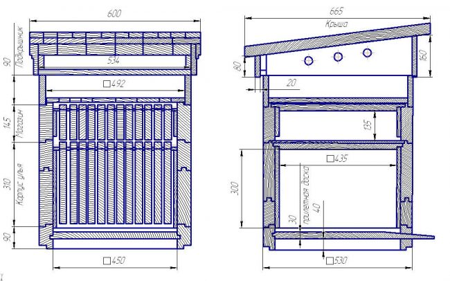 Виды ульев для пчел чертежи